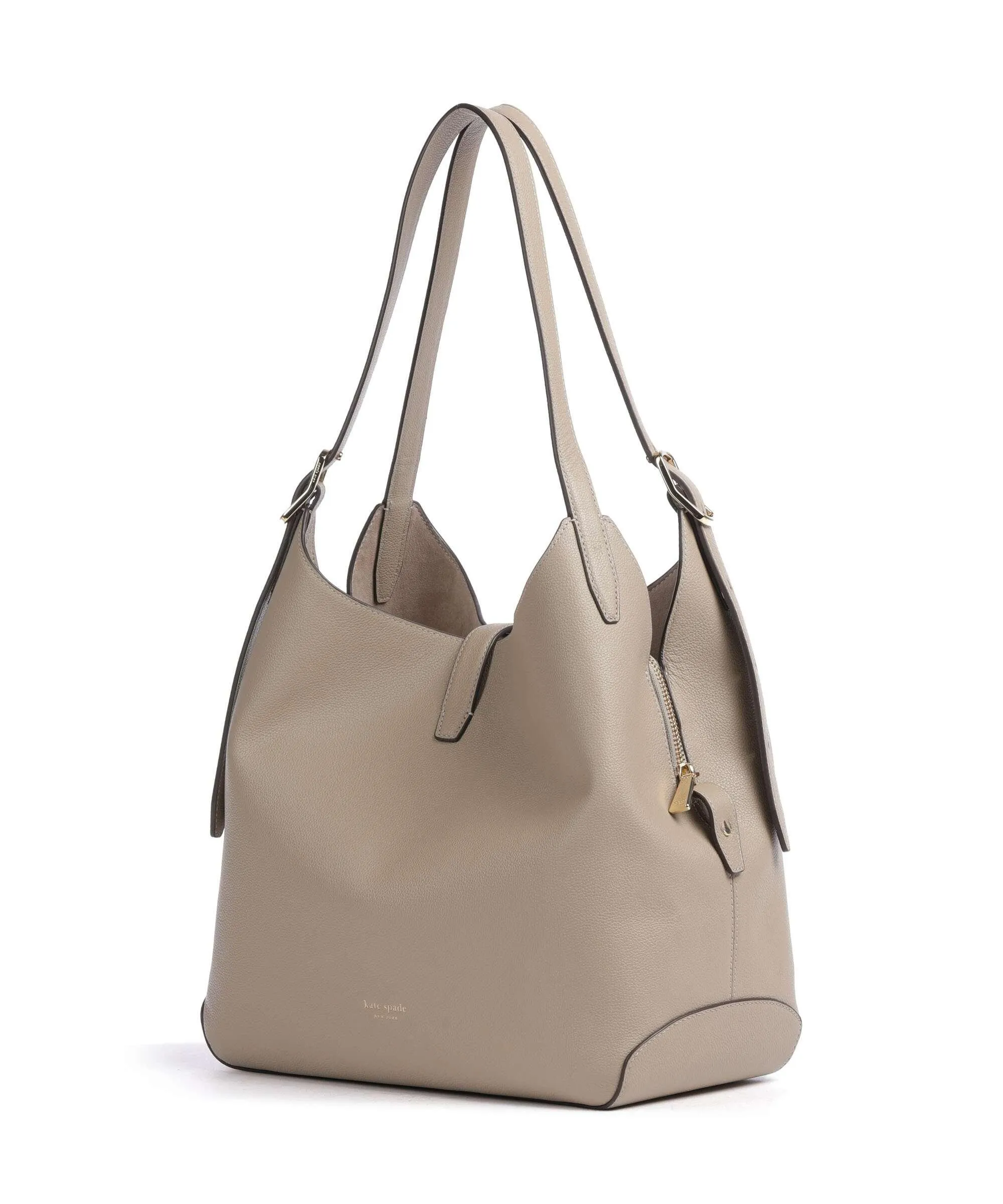  Kate Spade New York Deco Borsa hobo pelle di vacchetta grana taupe  