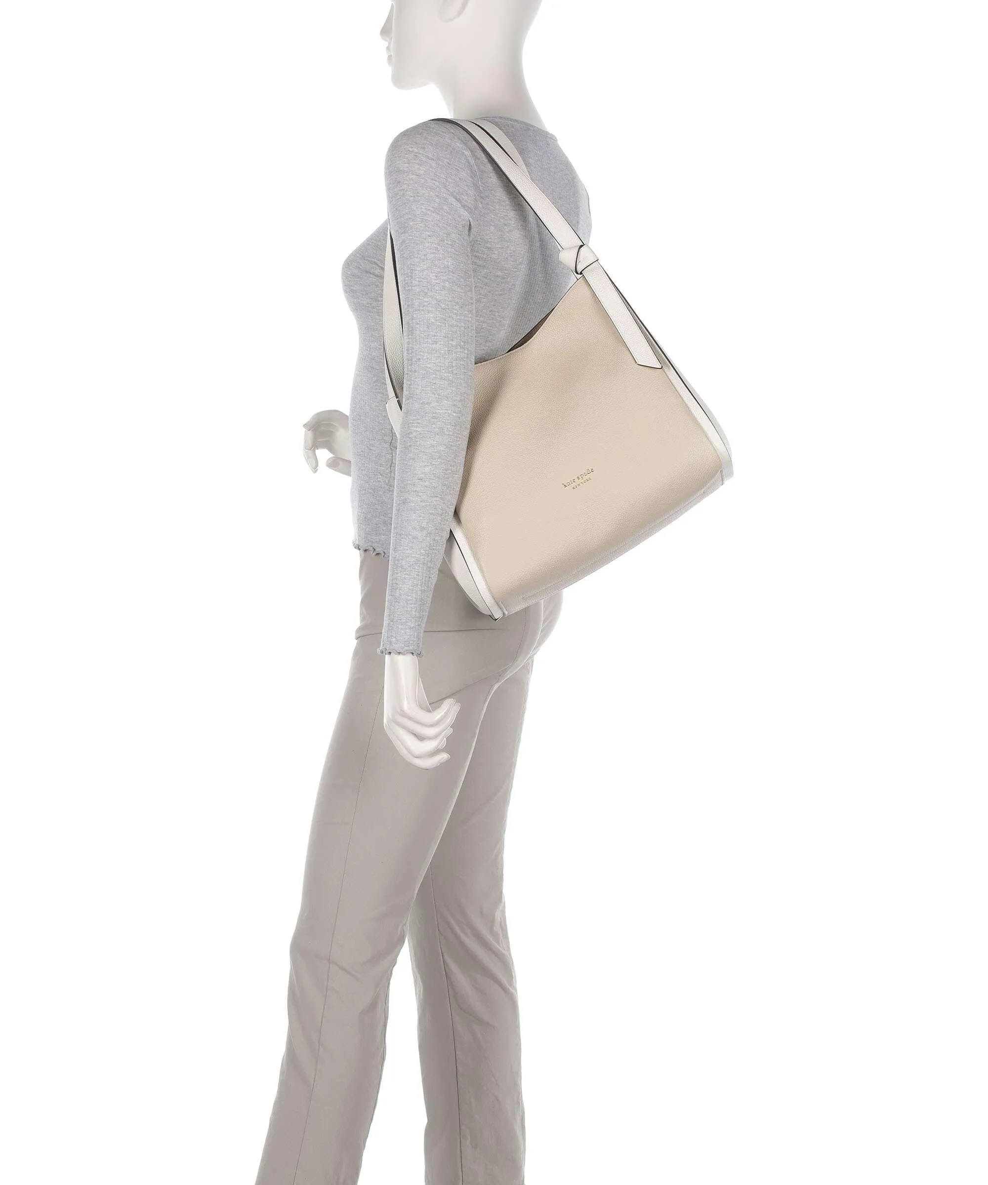  Kate Spade New York Knott Borsa hobo pelle di vacchetta grana avorio  