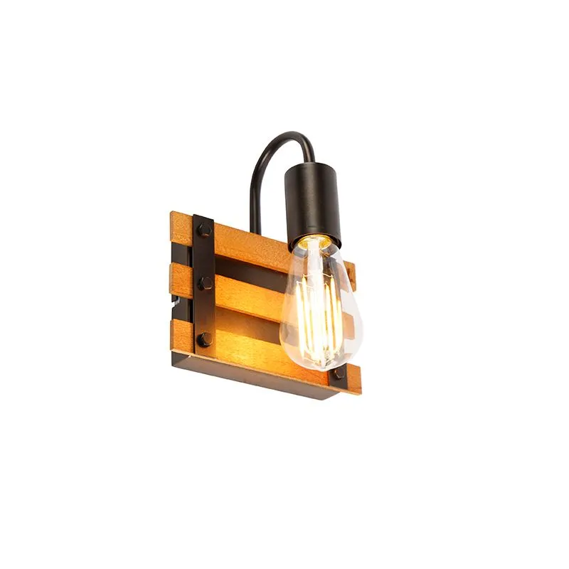 Lampada da parete industriale marrone con legno - Paleta Mai