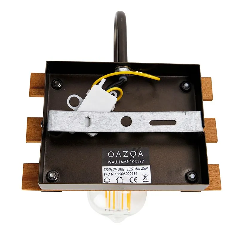 Lampada da parete industriale marrone con legno - Paleta Mai