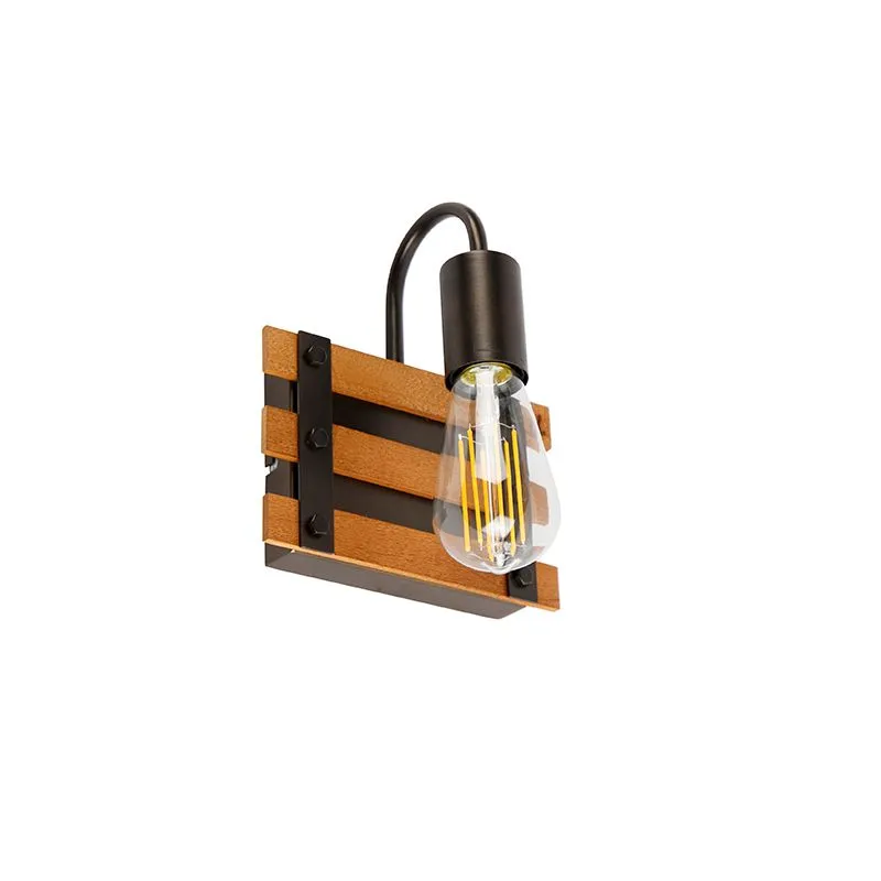 Lampada da parete industriale marrone con legno - Paleta Mai