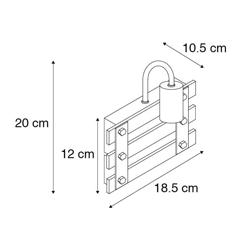 Lampada da parete industriale marrone con legno - Paleta Mai