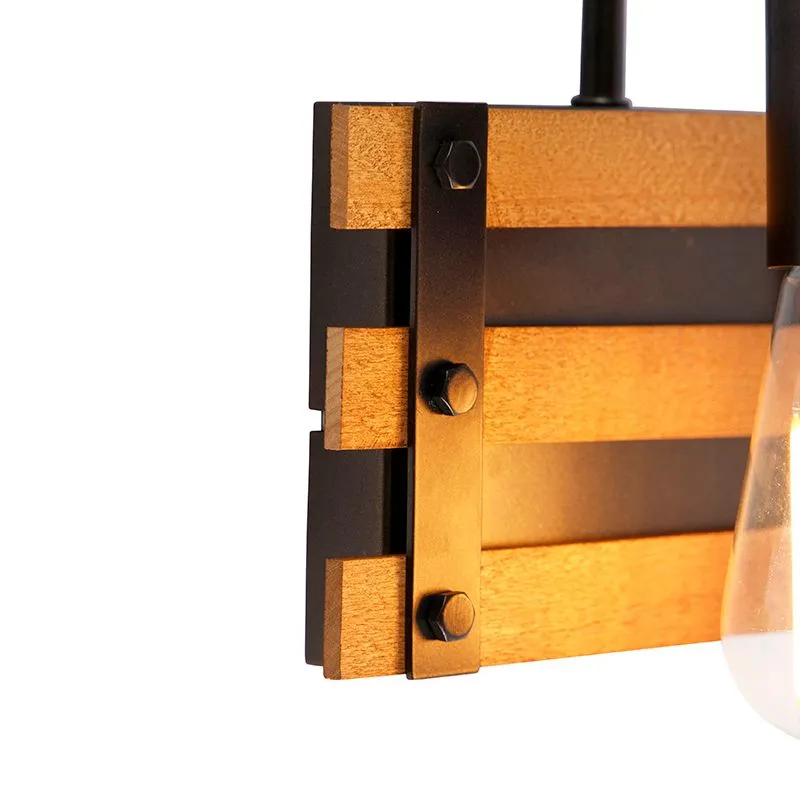 Lampada da parete industriale marrone con legno - Paleta Mai