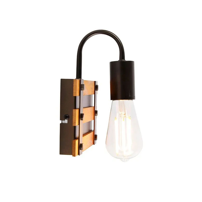 Lampada da parete industriale marrone con legno - Paleta Mai