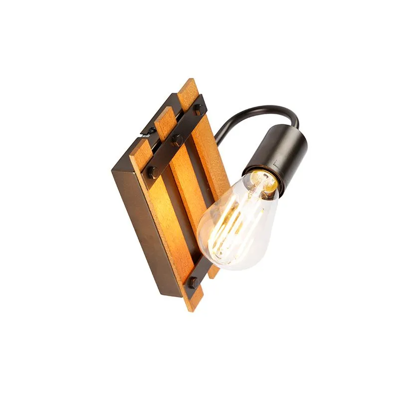 Lampada da parete industriale marrone con legno - Paleta Mai