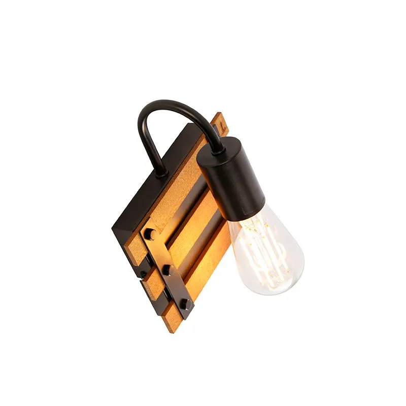 Lampada da parete industriale marrone con legno - Paleta Mai