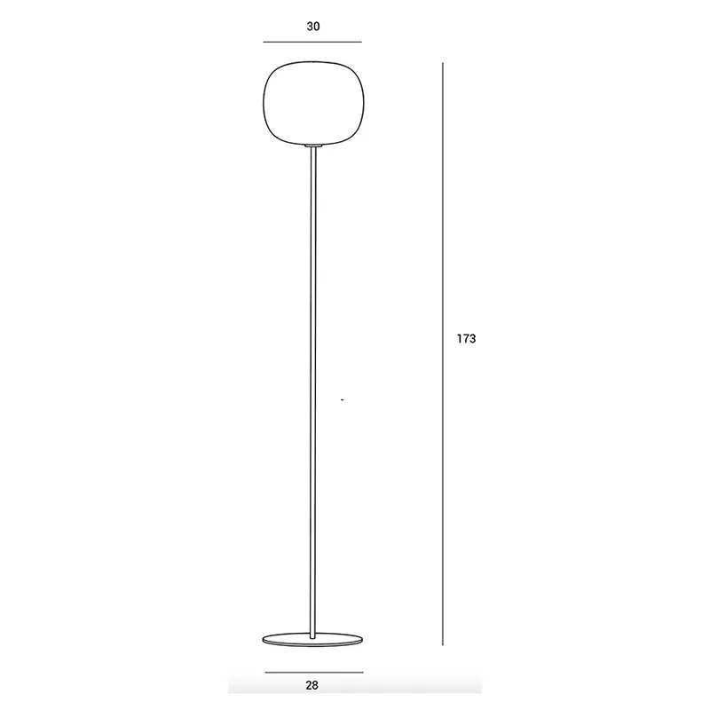 Lampada da Terra MILOOX – BOMBO Metallo Nero Vetro Bianco Dimmerabile 1 Luce H. 173