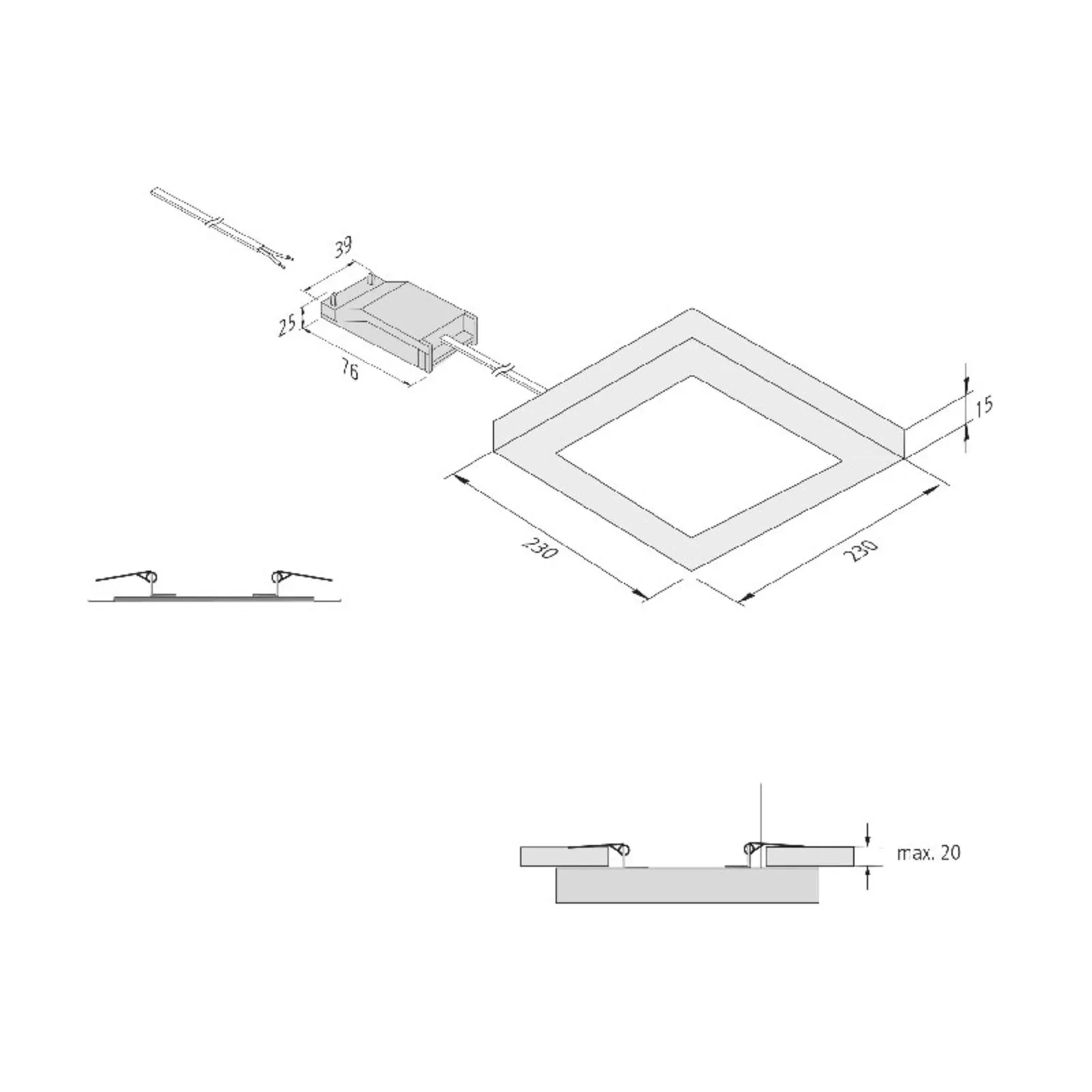 Lampada LED FQ 65/205 incasso/plafone, 4.000K