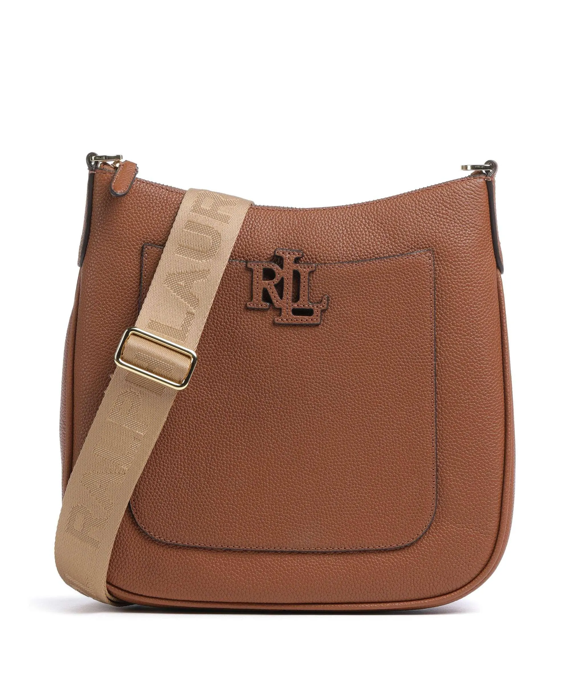  Lauren Ralph Lauren Cameryn 27 Borsa a tracolla pelle di vacchetta grana marrone  