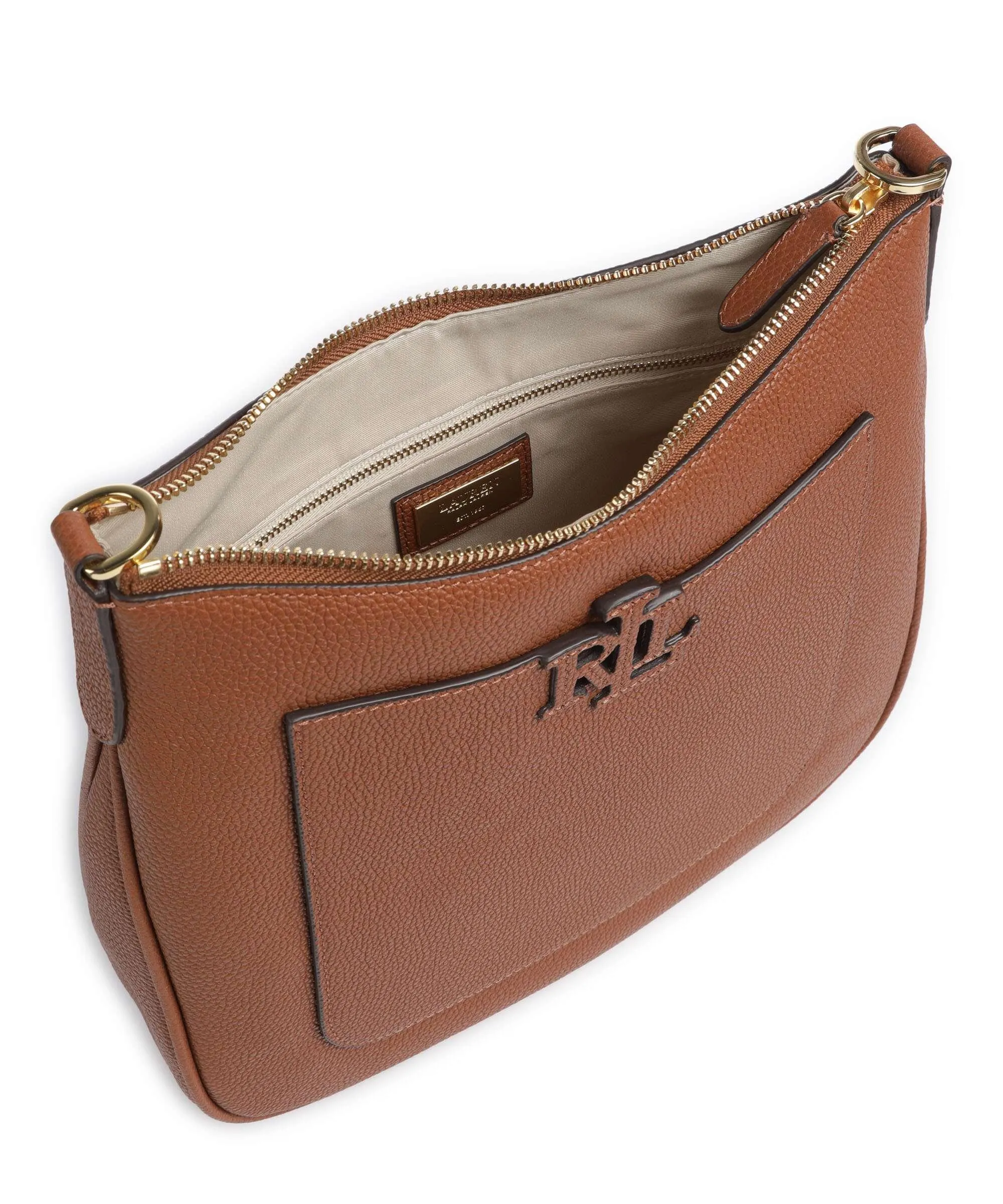  Lauren Ralph Lauren Cameryn 27 Borsa a tracolla pelle di vacchetta grana marrone  