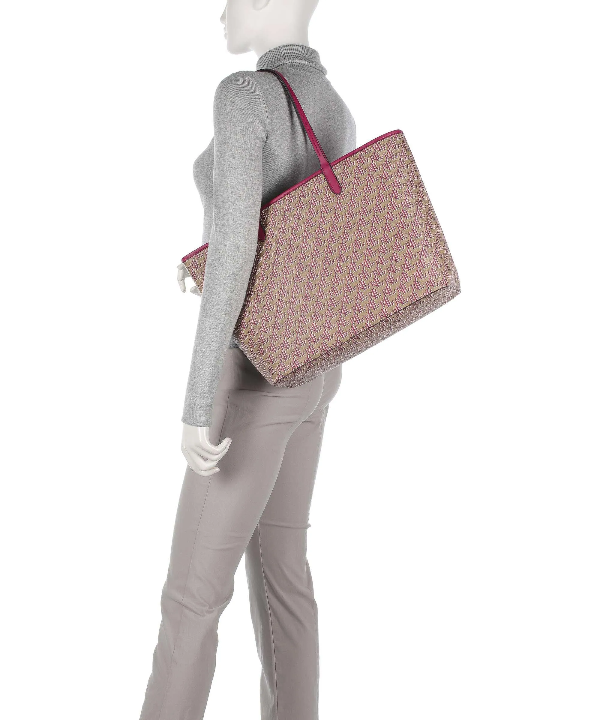  Lauren Ralph Lauren Collins 36 Borsa shopper pelle sintetica beige  