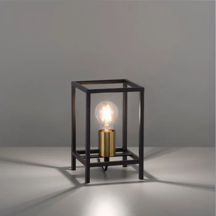 Leuchten-Direkt FABIO Lampada da tavolo Ottone, Nero, 1-Luce