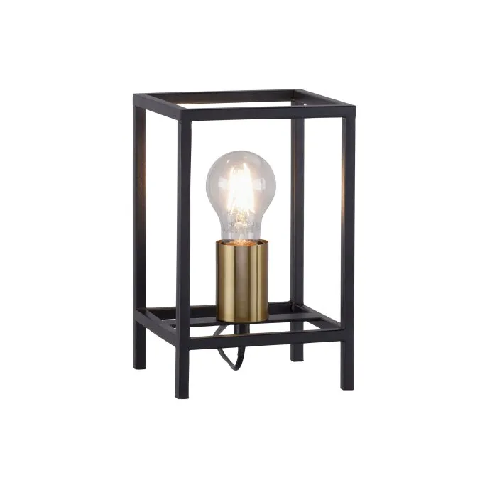 Leuchten-Direkt FABIO Lampada da tavolo Ottone, Nero, 1-Luce