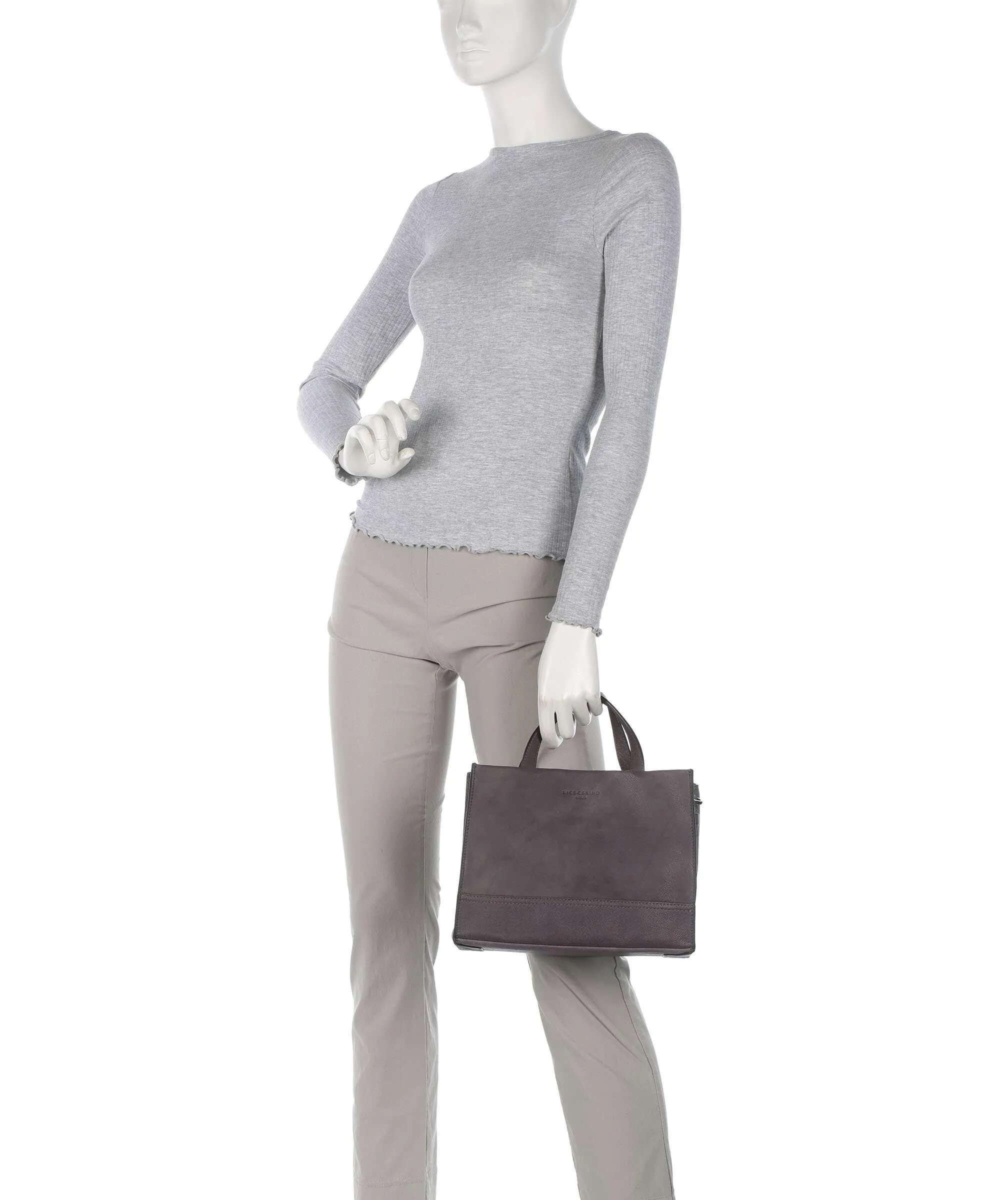  Liebeskind Lou 2 3D Leather M Borsa a mano pelle granulata grigio scuro  