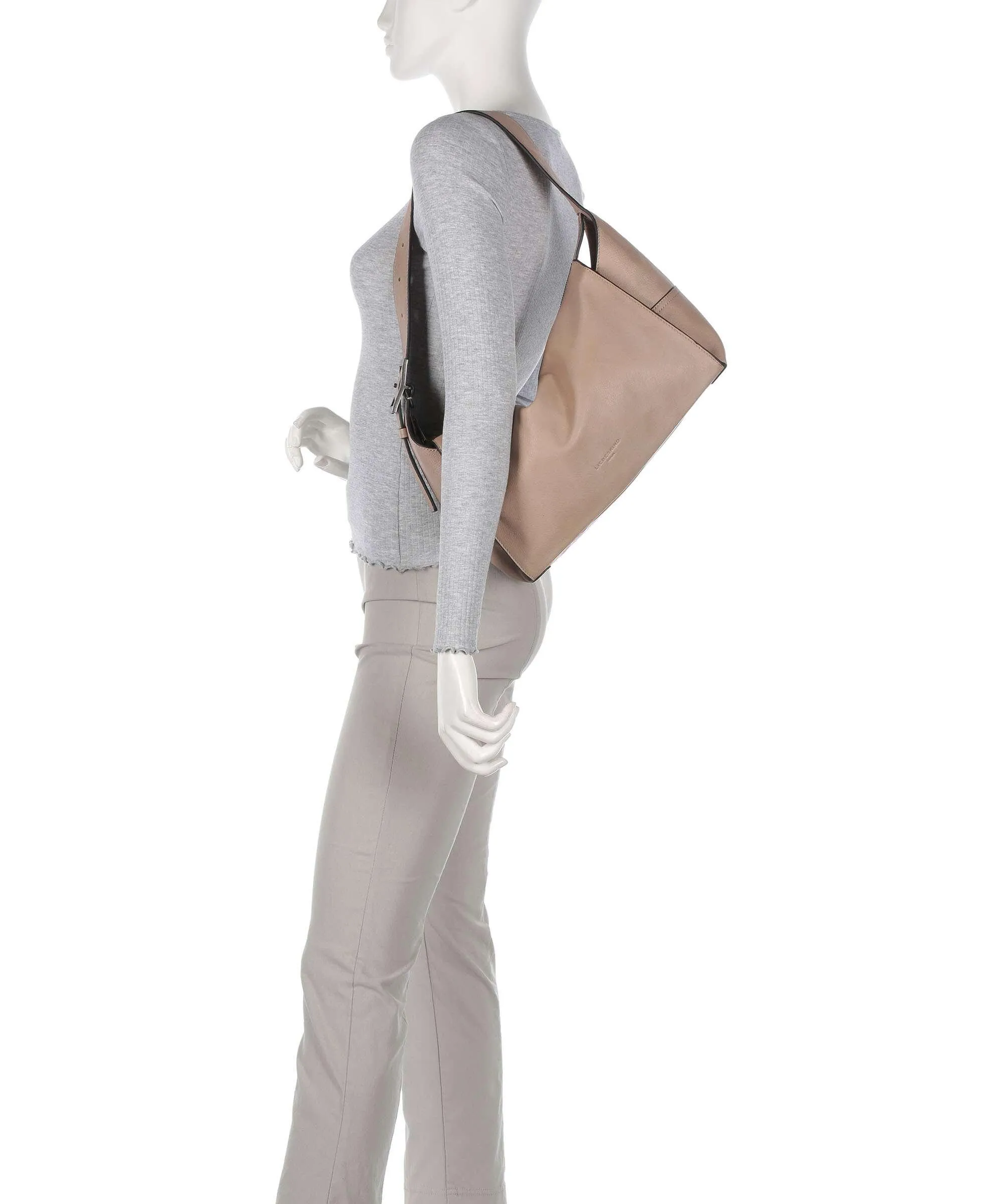  Liebeskind Lou 2 3D Leather M Borsa hobo pelle di vacchetta grana beige  