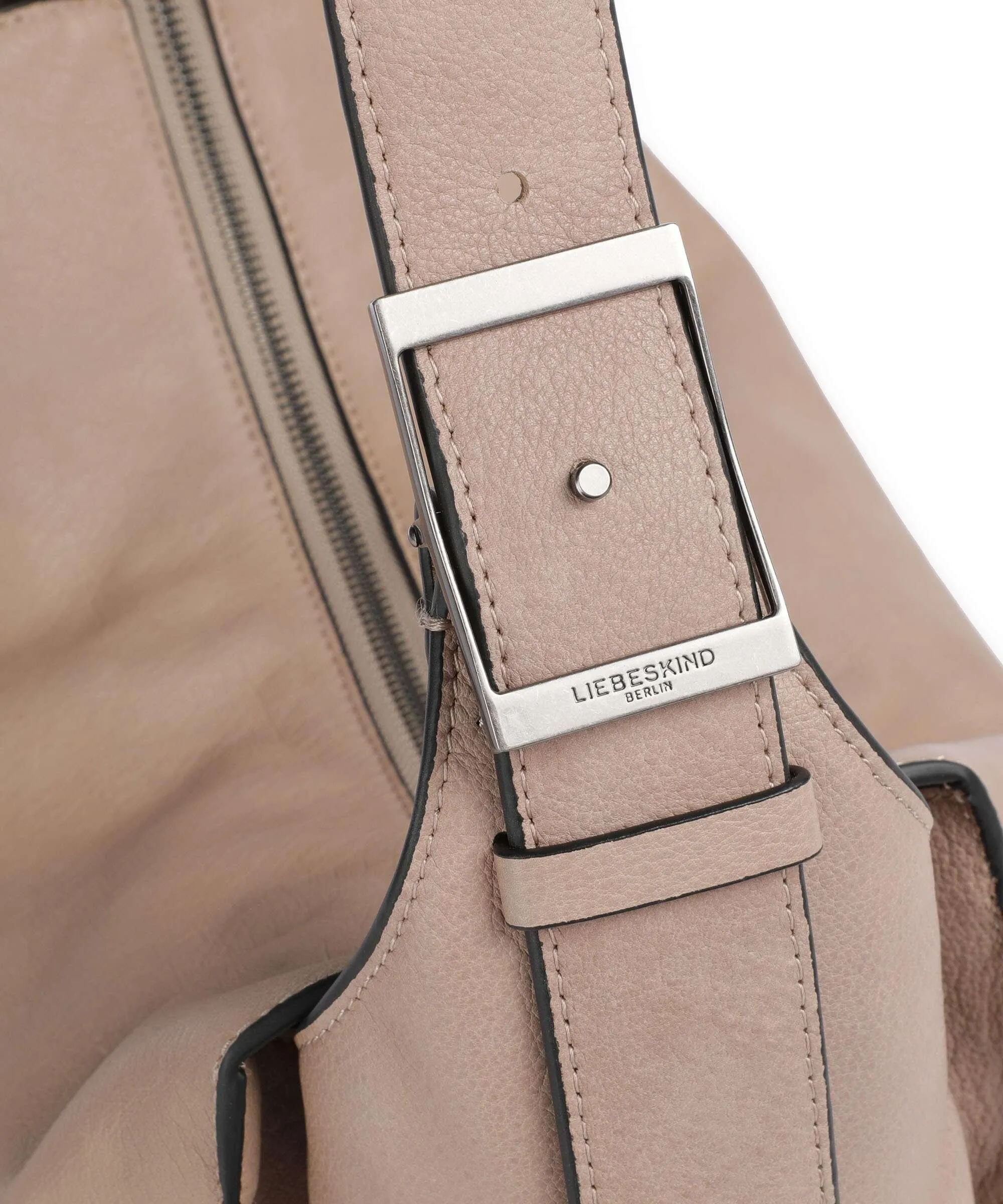  Liebeskind Lou 2 3D Leather M Borsa hobo pelle di vacchetta grana beige  