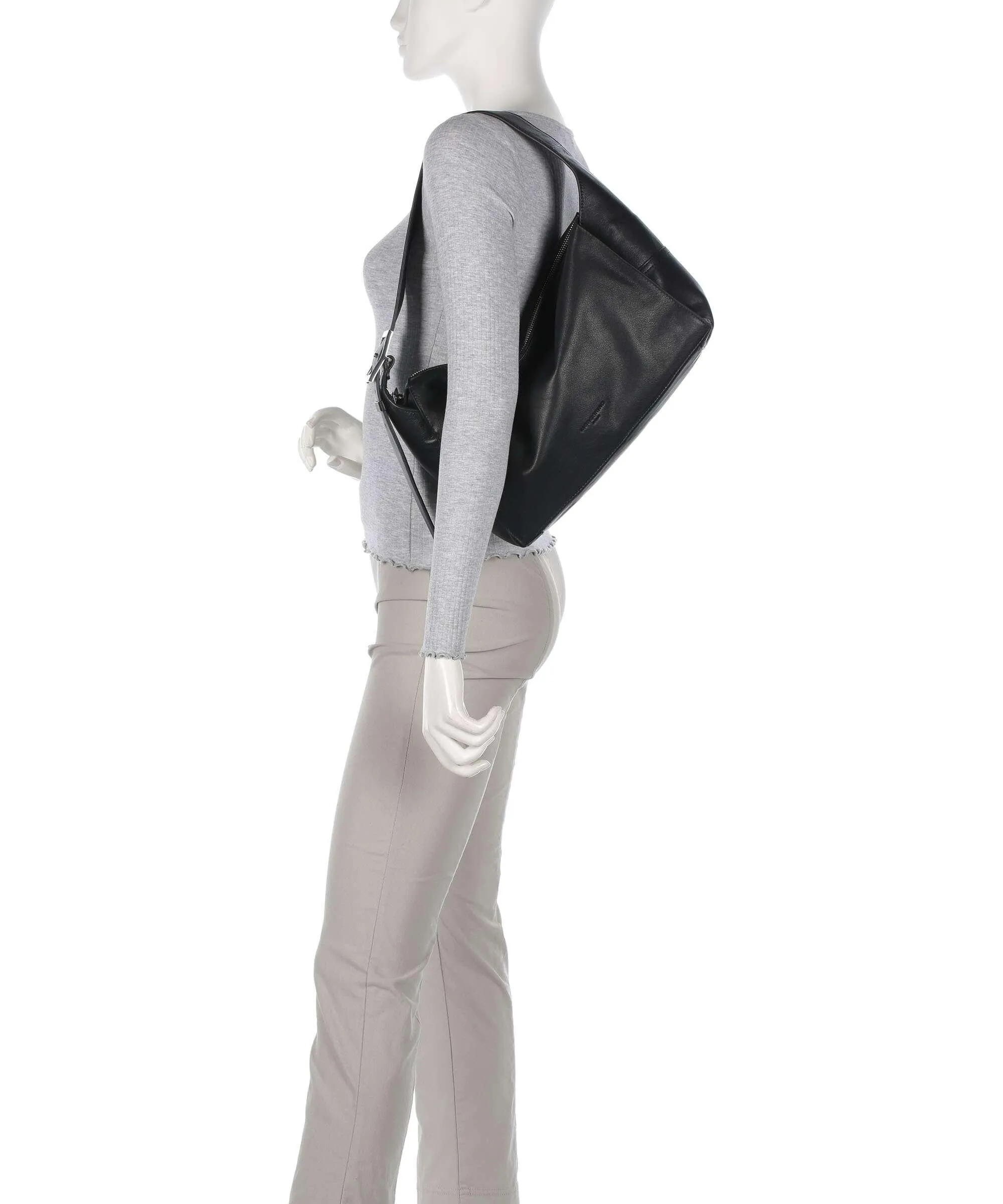  Liebeskind Lou 2 3D Leather M Borsa hobo pelle di vacchetta grana nero  