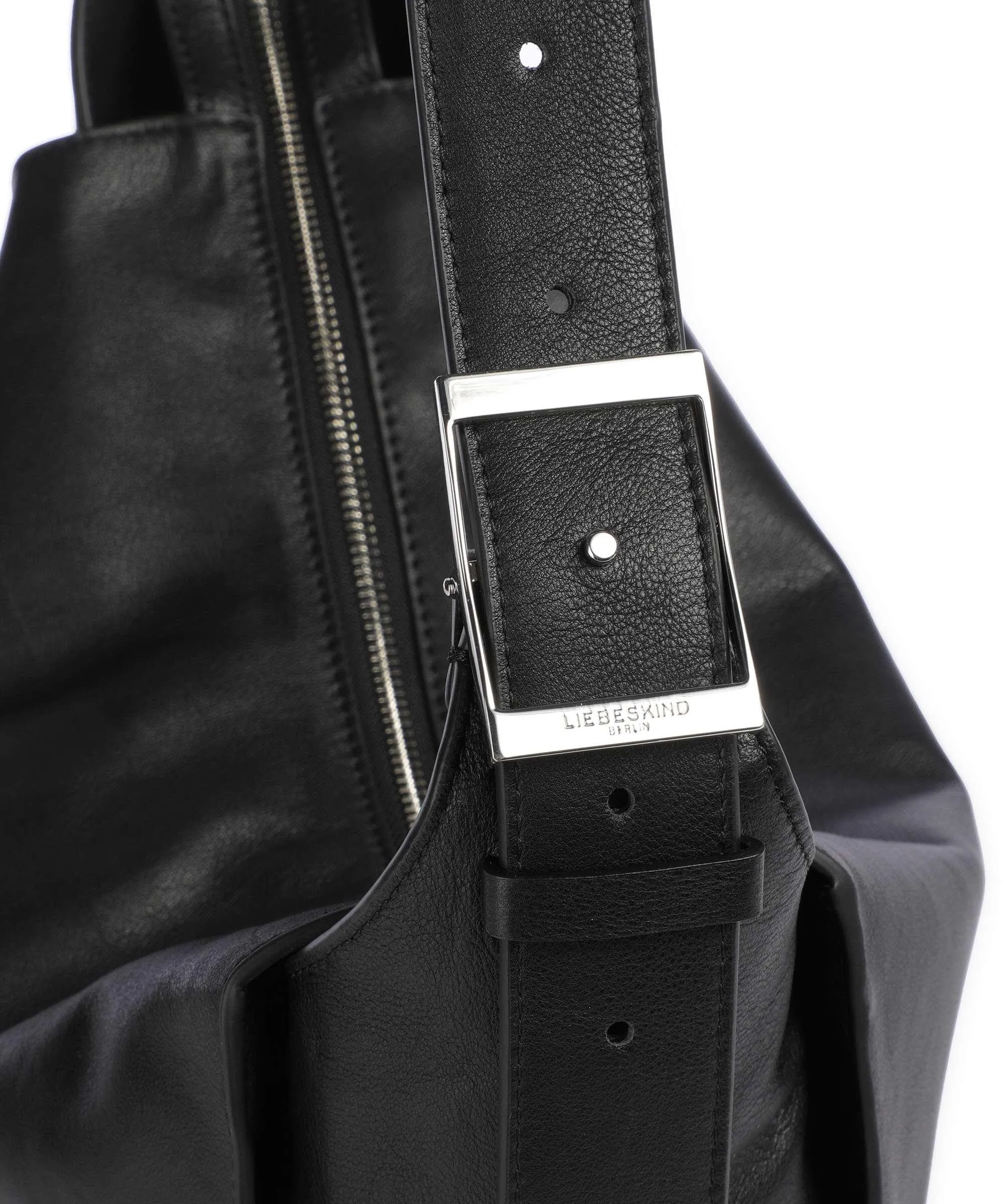  Liebeskind Lou 2 3D Leather M Borsa hobo pelle di vacchetta grana nero  