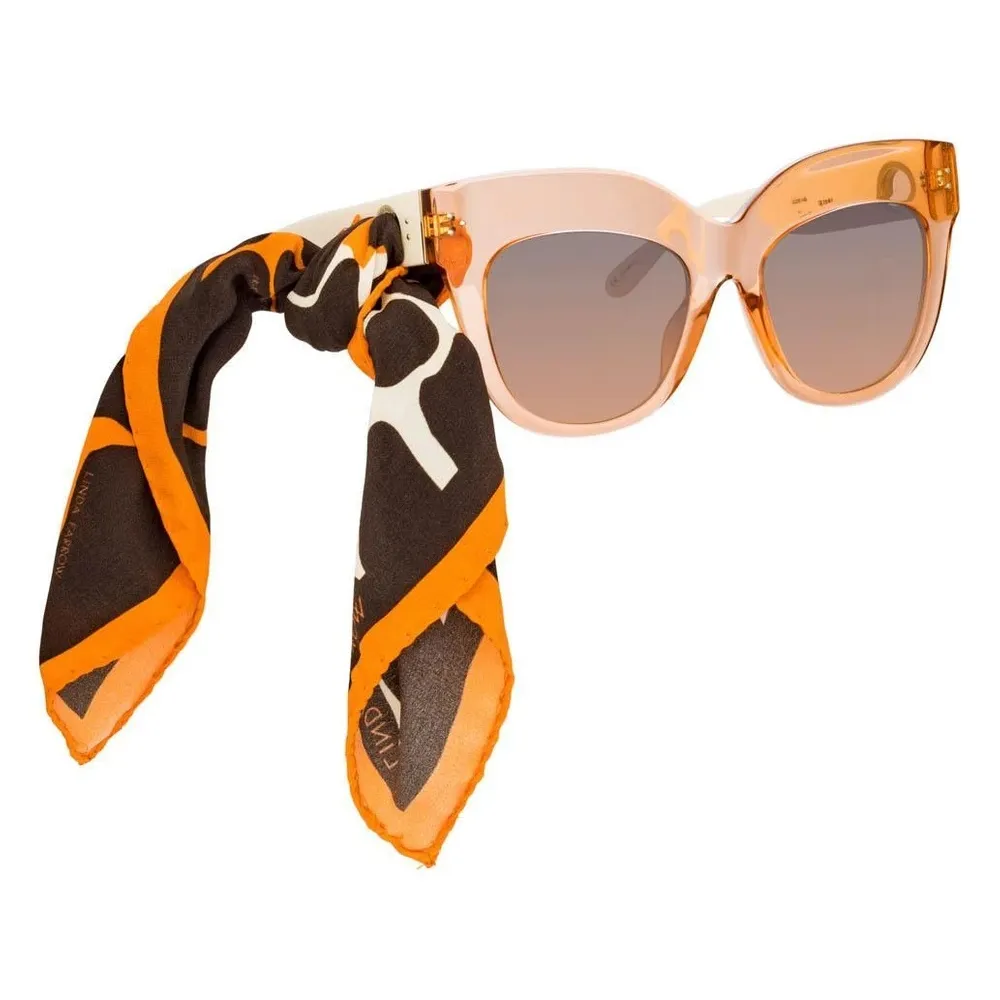Linda Farrow - Occhiali da Sole Oversized Dunaway in Arancione - LFL1049C6SUN - Linda Farrow Eyewear