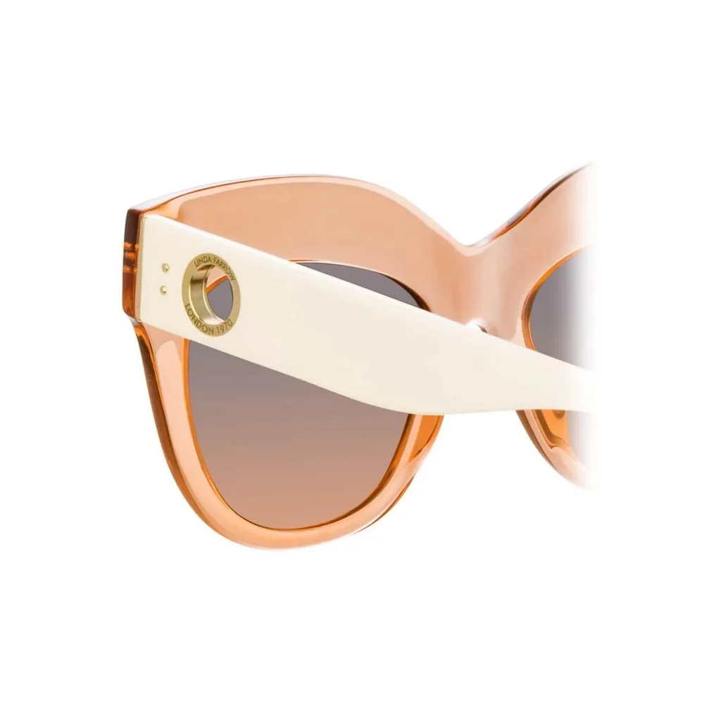 Linda Farrow - Occhiali da Sole Oversized Dunaway in Arancione - LFL1049C6SUN - Linda Farrow Eyewear
