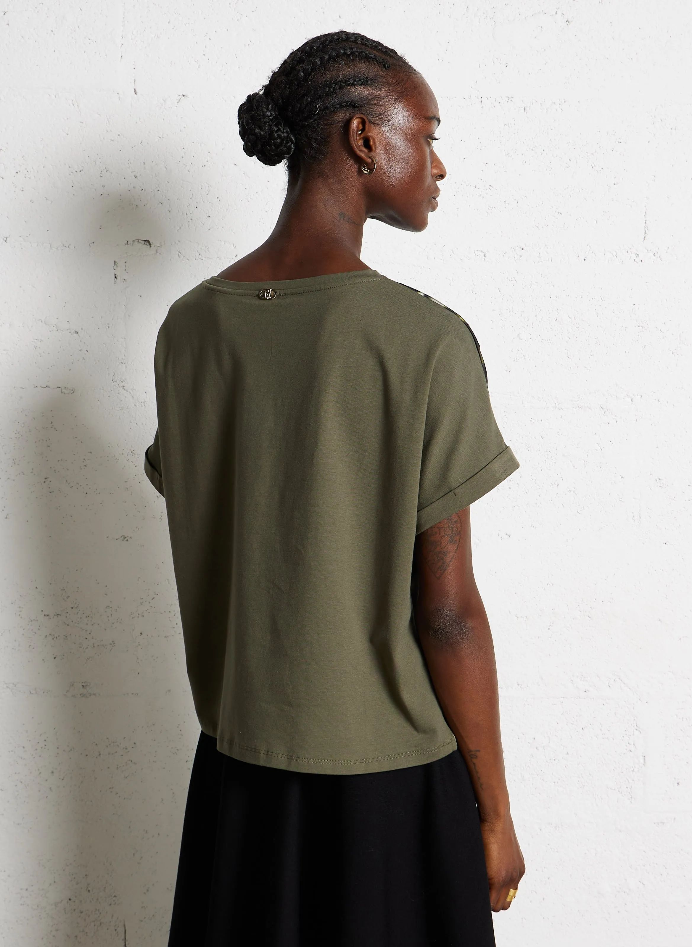  LIU JO   Blusa scollo tondo in misto cotone | Verde