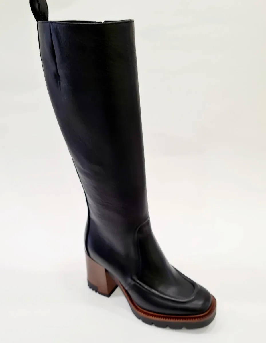Lorenzo Mari stivale fondo gomma tacco 9cm Pelle Nero art.744