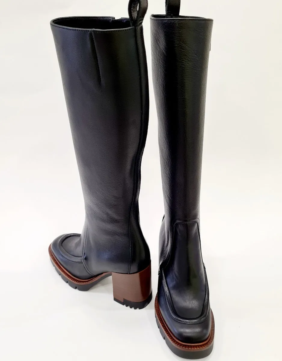 Lorenzo Mari stivale fondo gomma tacco 9cm Pelle Nero art.744