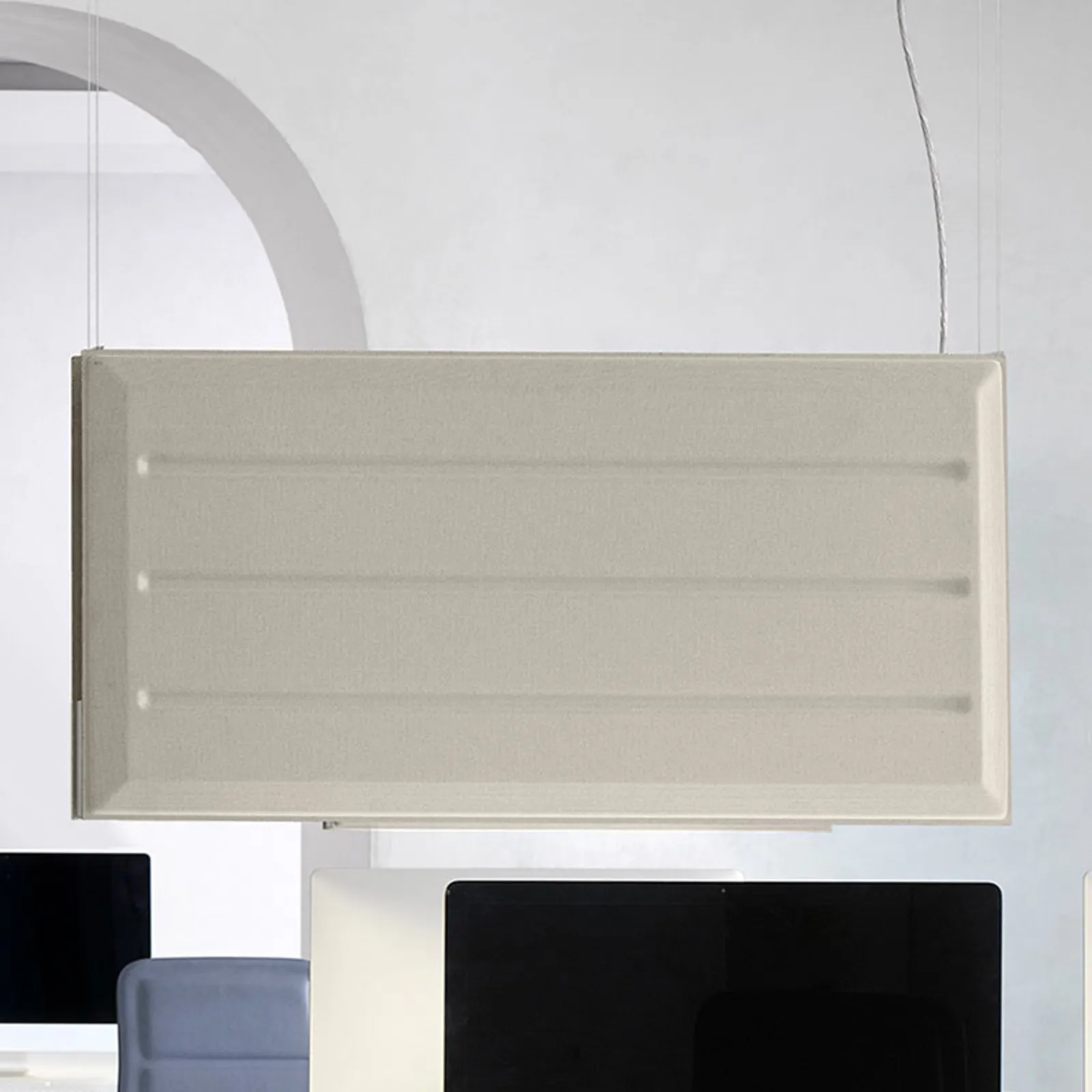 Luceplan Diade lampada a sospensione a LED verticale beige 120cm