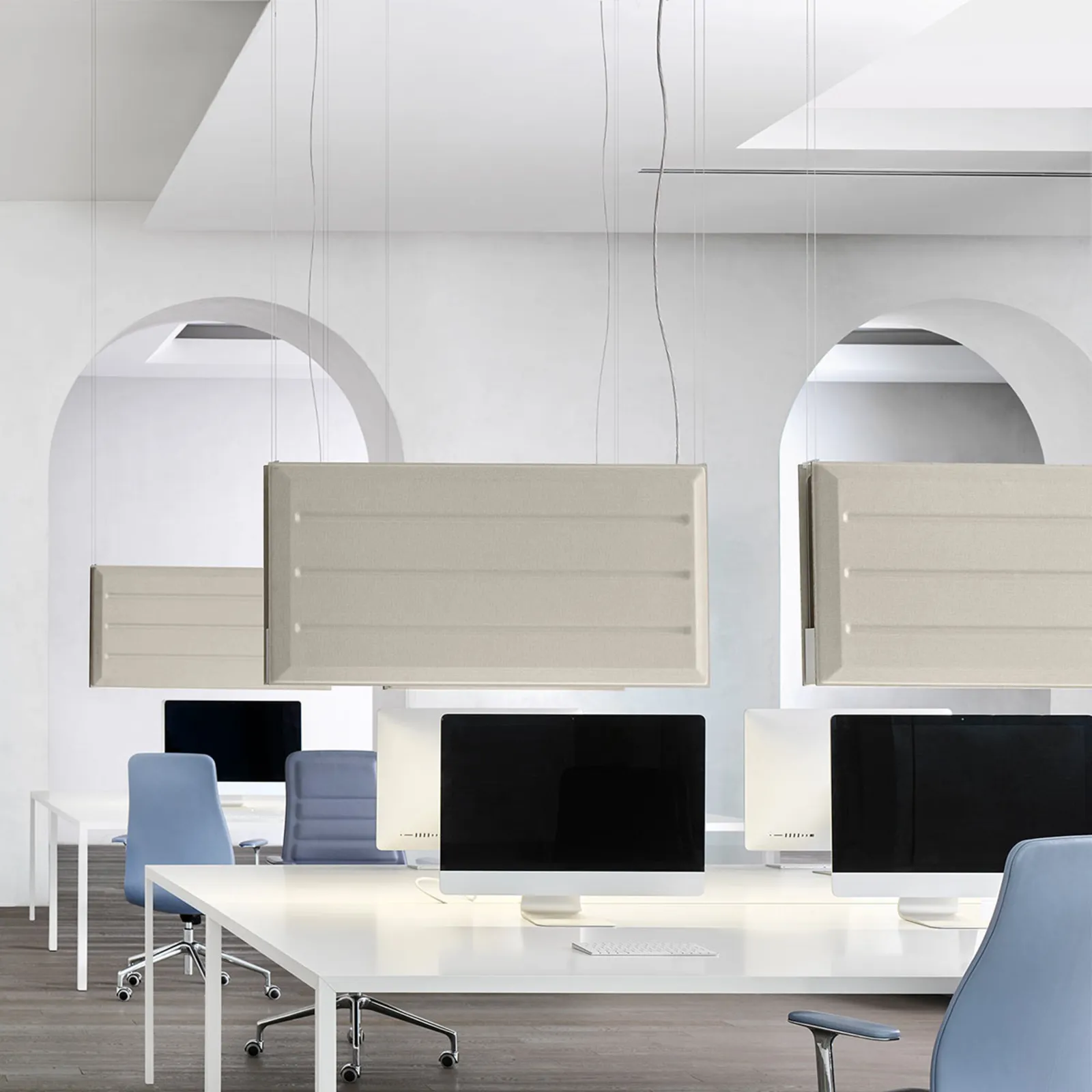 Luceplan Diade lampada a sospensione a LED verticale beige 120cm