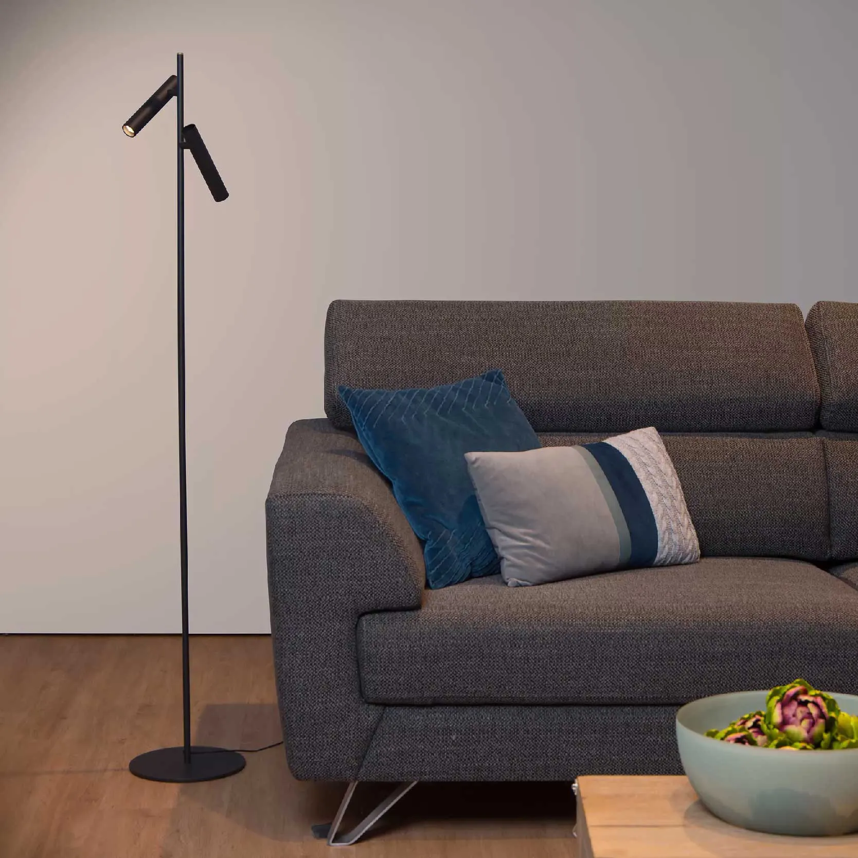 Lucide  Lampada da terra in alluminio con doppio diffusore orientabile a LED dimmerabile Philon - 5W - 3000k Luce Calda