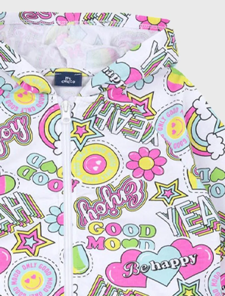 Maglia In Felpa Aperta Chicco - Bianco Rosa