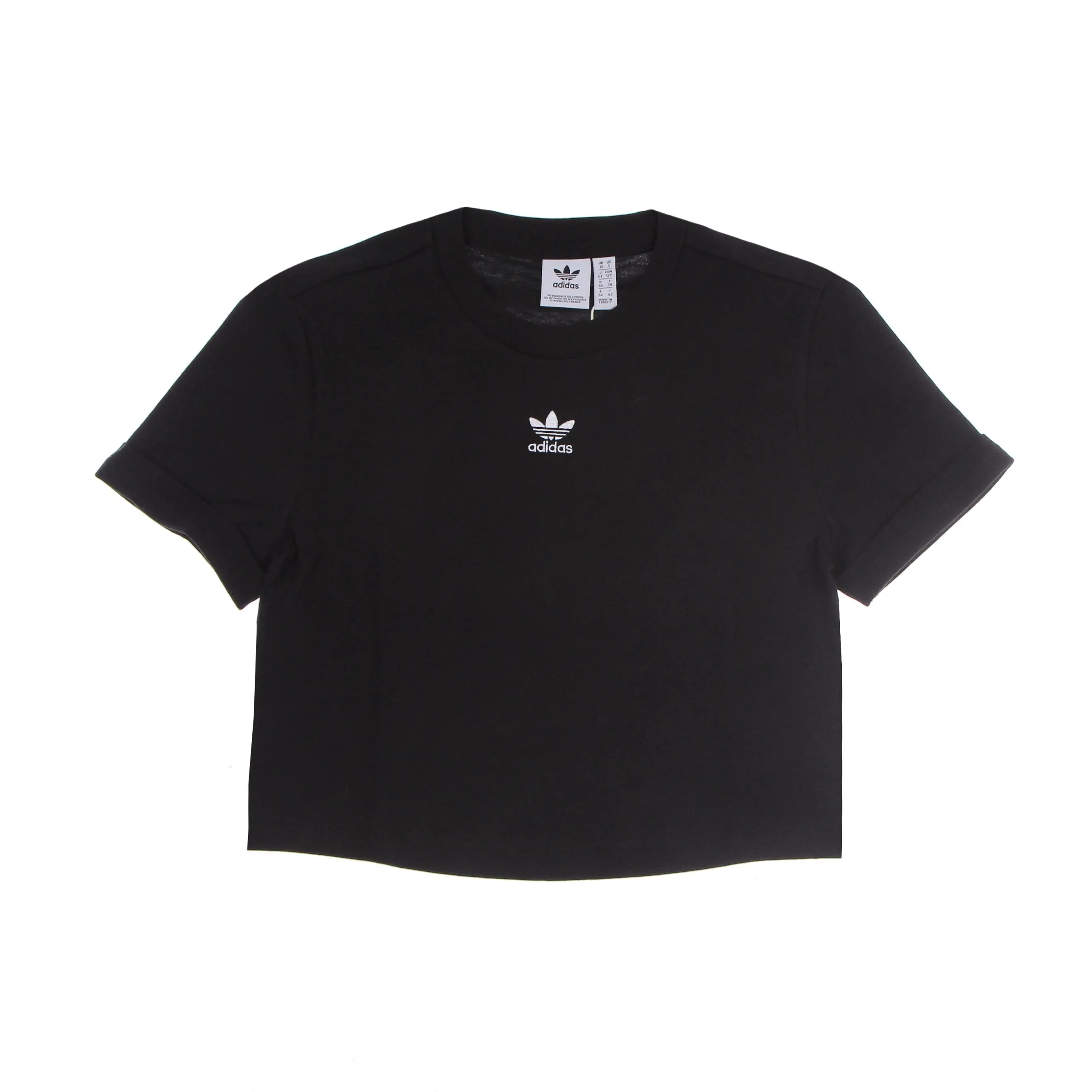 Maglietta Corta Donna Classics Roll Up Sleeve Crop Top Black