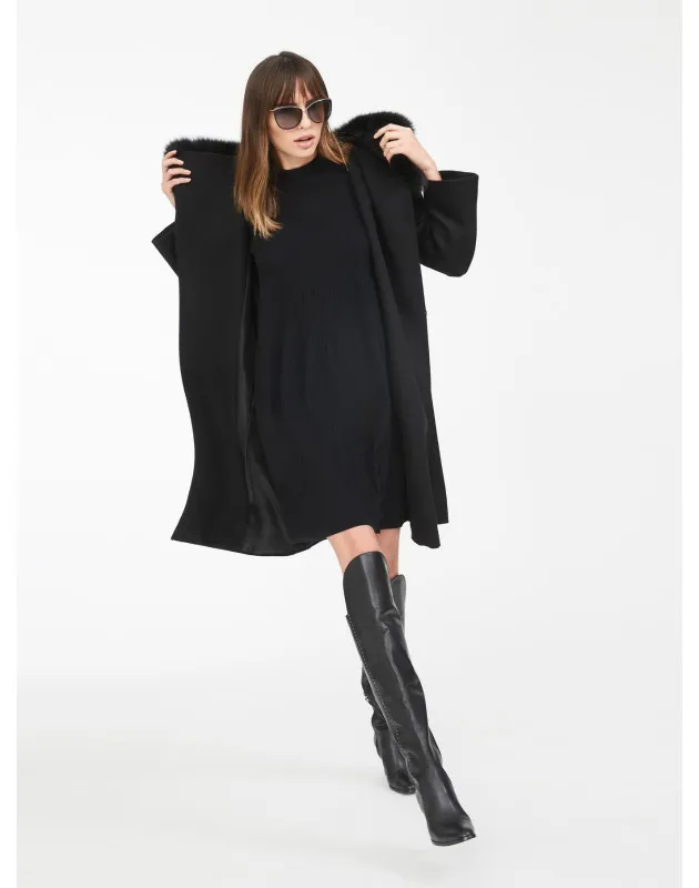 MAX MARA - Cappotto in lana con bordo in volpe