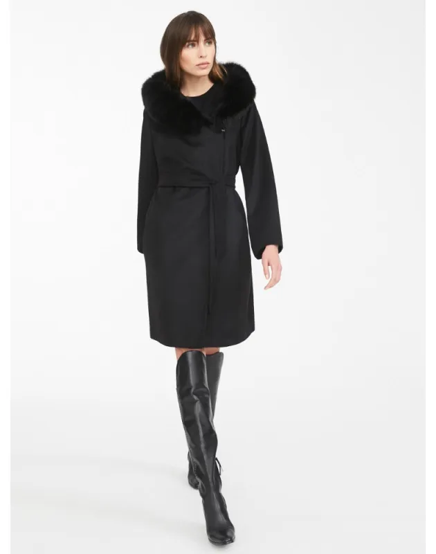 MAX MARA - Cappotto in lana con bordo in volpe