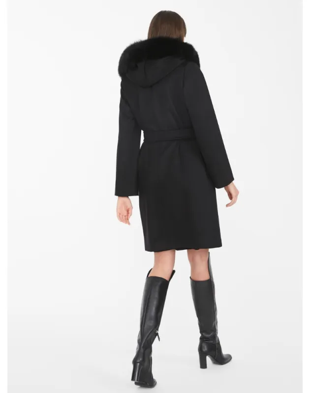 MAX MARA - Cappotto in lana con bordo in volpe