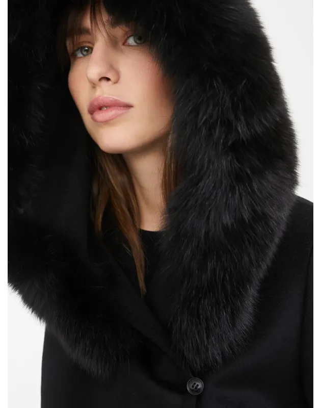 MAX MARA - Cappotto in lana con bordo in volpe