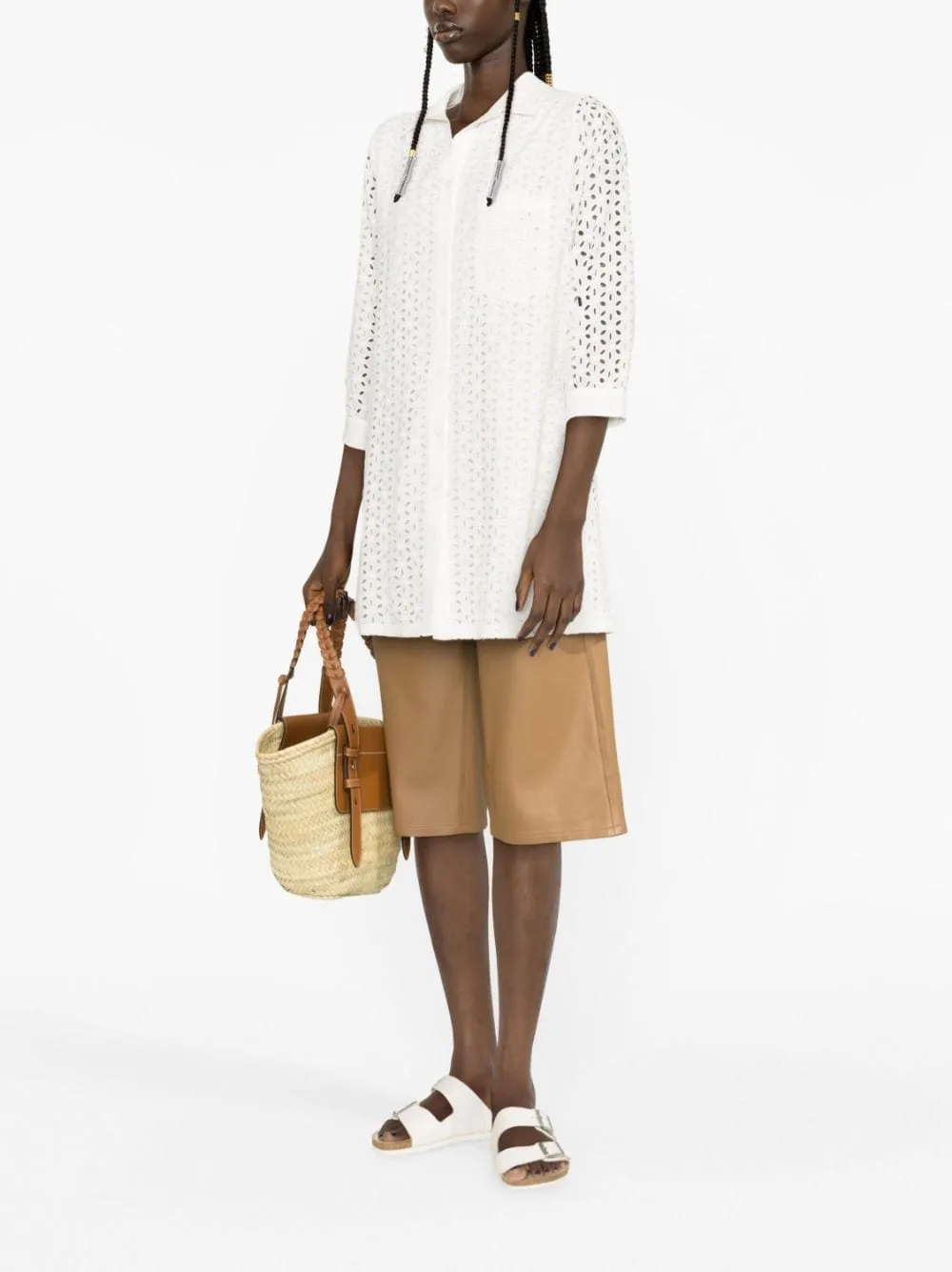 Mc2 Saint Barth Camicia Bianco Donna Pizzo Sangallo