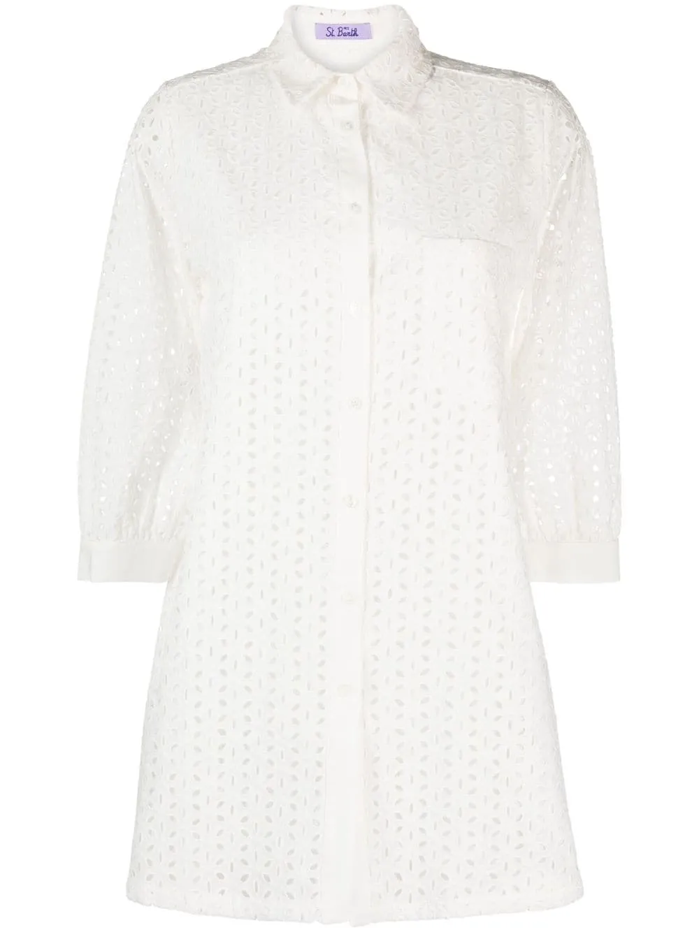 Mc2 Saint Barth Camicia Bianco Donna Pizzo Sangallo