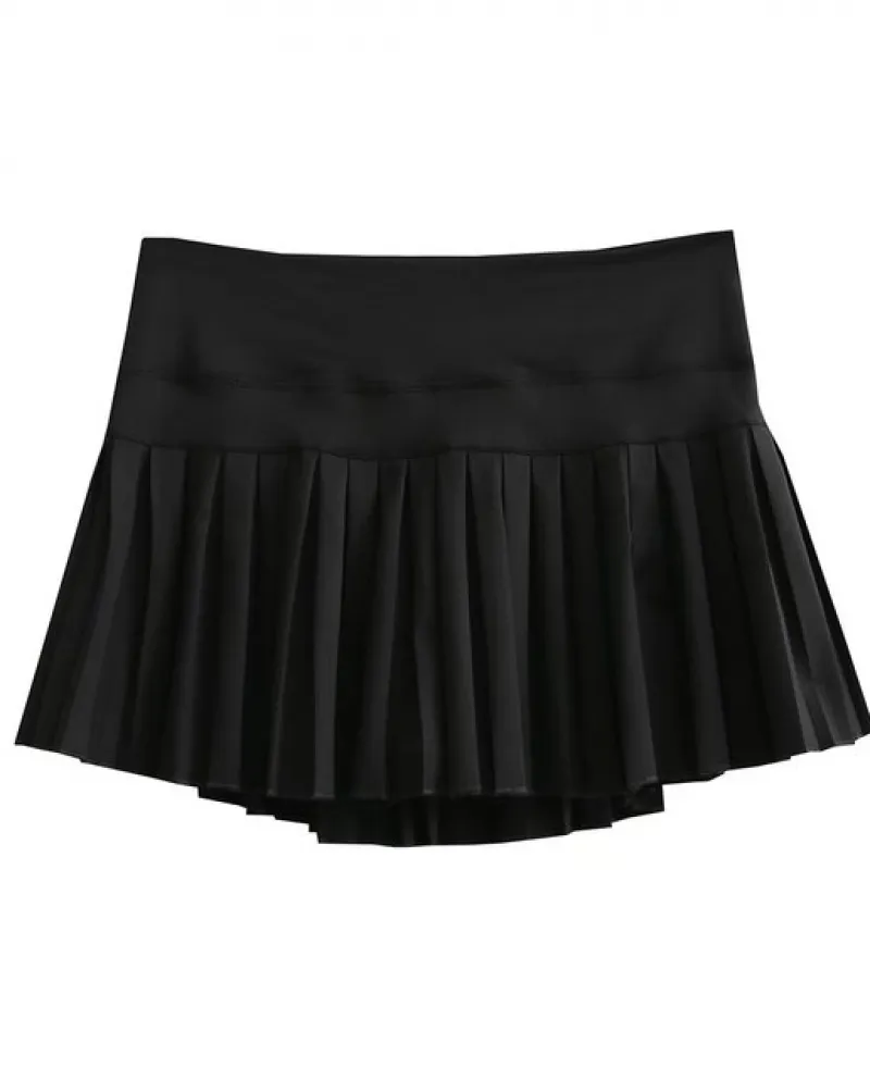 Minigonne Donna Moda Harajuku Gonne a pieghe Donna 2022 Gonna da tennis nera Abiti kawaii Gonna a vita alta Nera