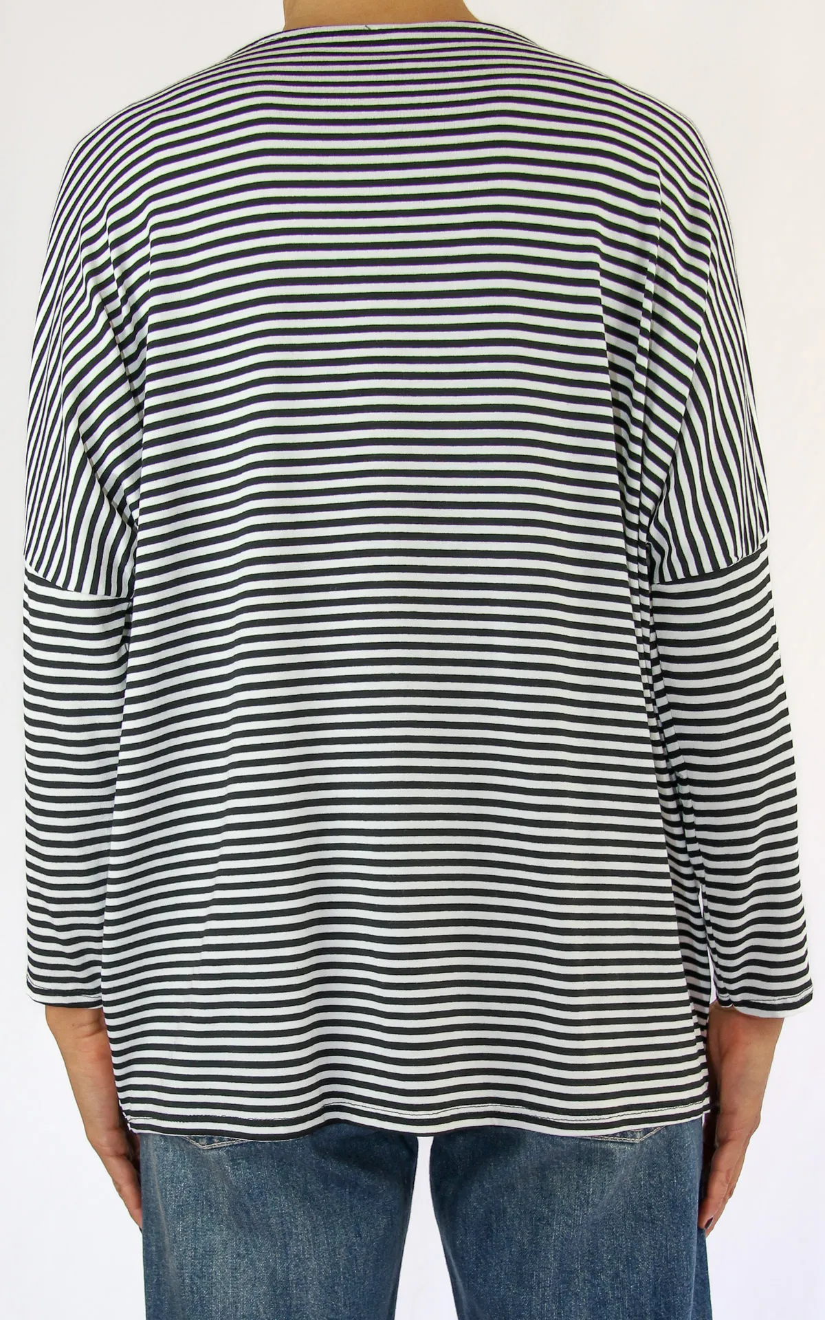 Off-On – t-shirt oversize a righe – bianco/nero