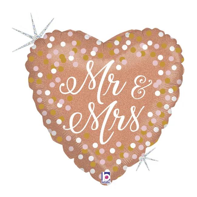 Palloncino a cuore Mr & Mrs oro rosa 46 cm - Grabo