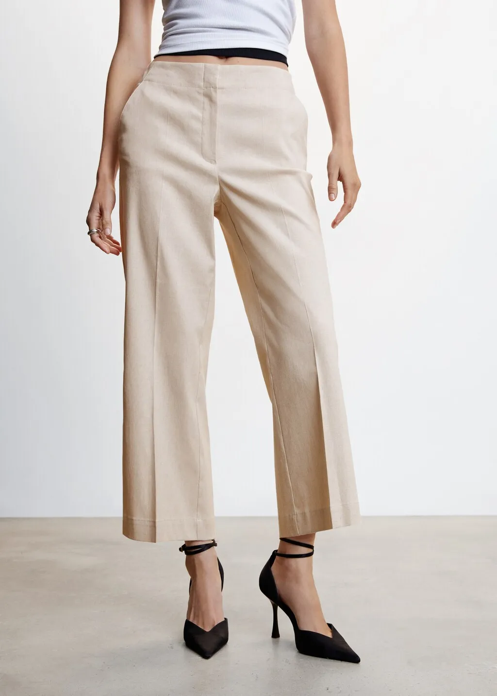 Pantaloni diritti lino