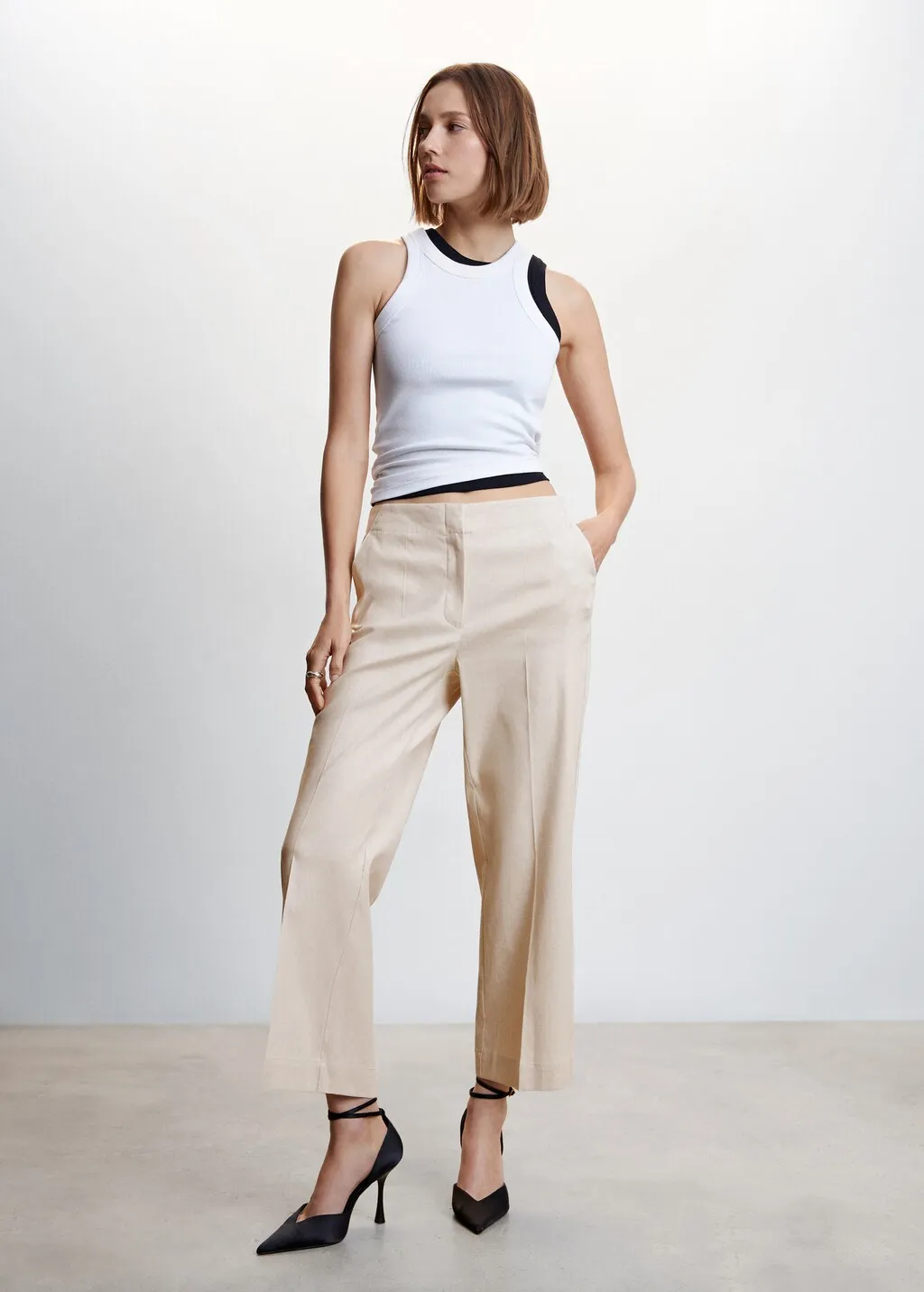 Pantaloni diritti lino