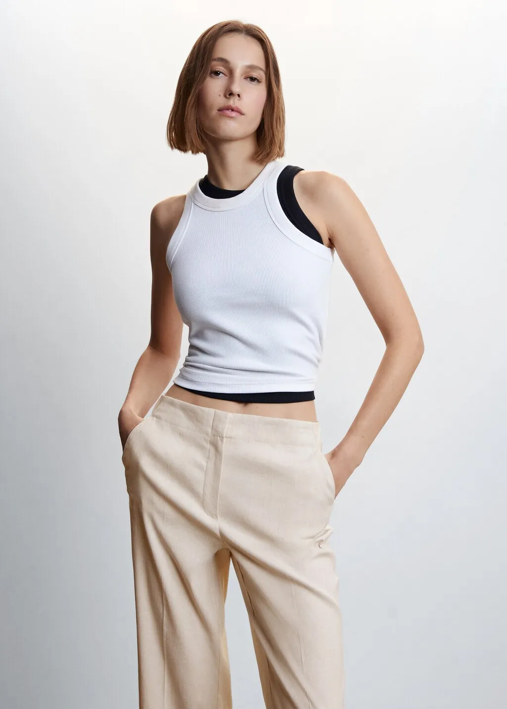 Pantaloni diritti lino