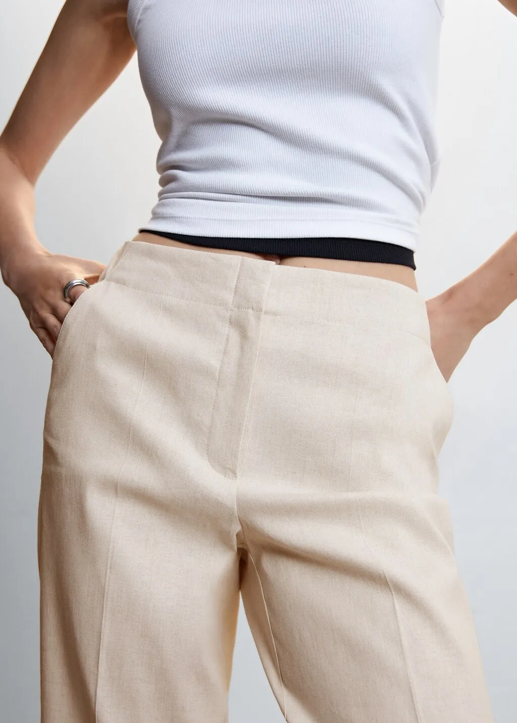 Pantaloni diritti lino