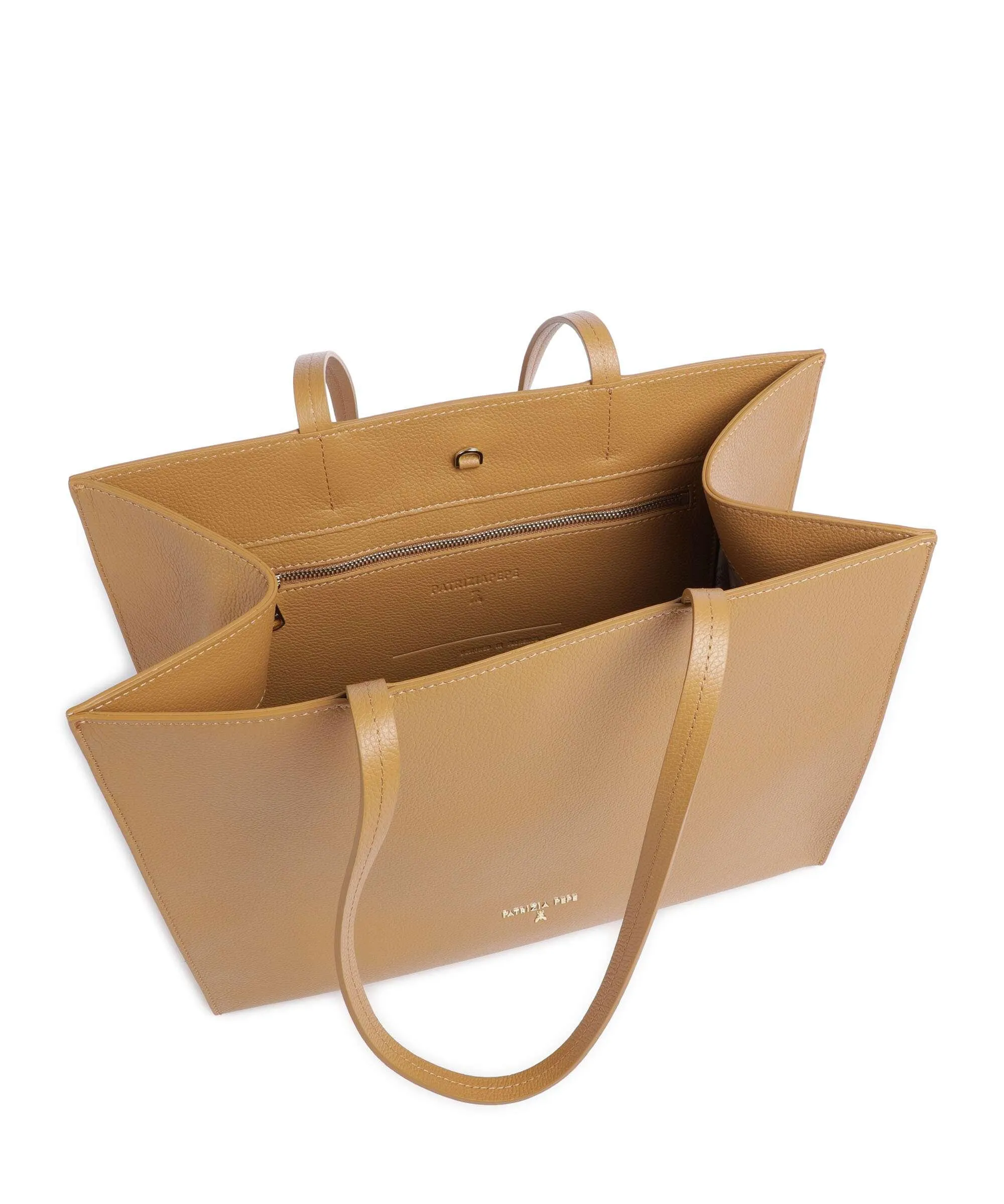  Patrizia Pepe Borsa shopper pelle granulata marrone chiaro  
