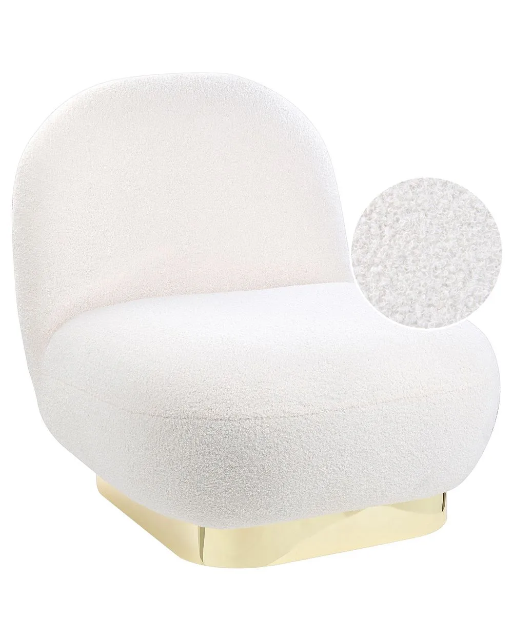 Poltrona girevole LOVIISA Bouclé Bianco