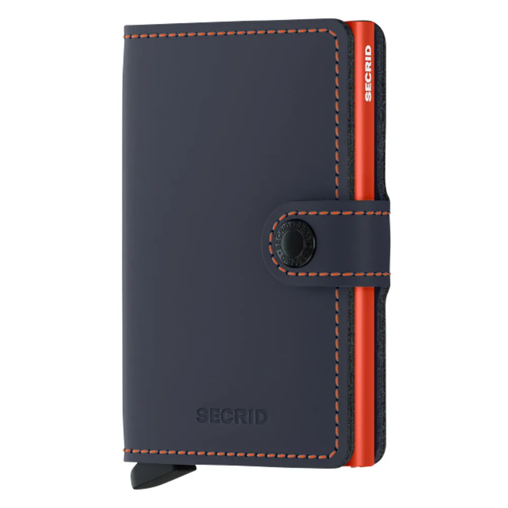 Porta Carte con Clip SECRID linea Matte in Pelle Night Blue e Orange con RFID