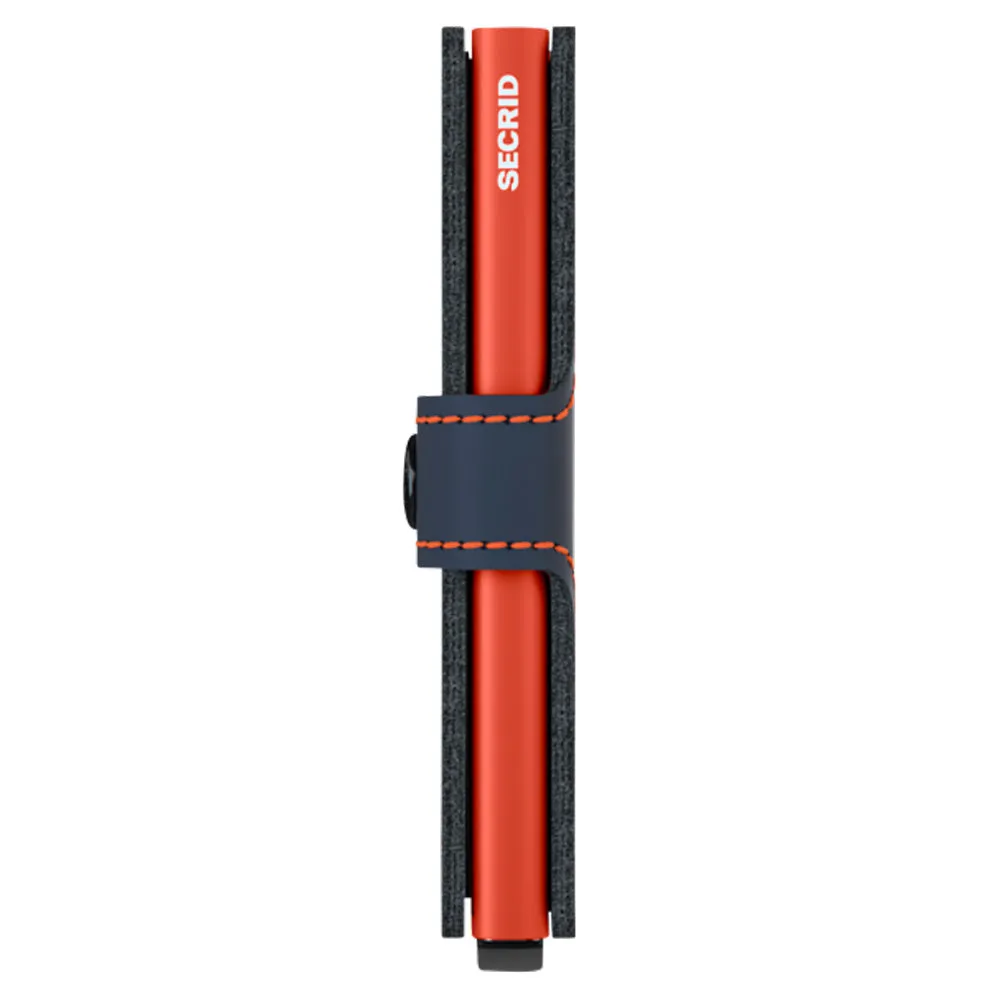 Porta Carte con Clip SECRID linea Matte in Pelle Night Blue e Orange con RFID