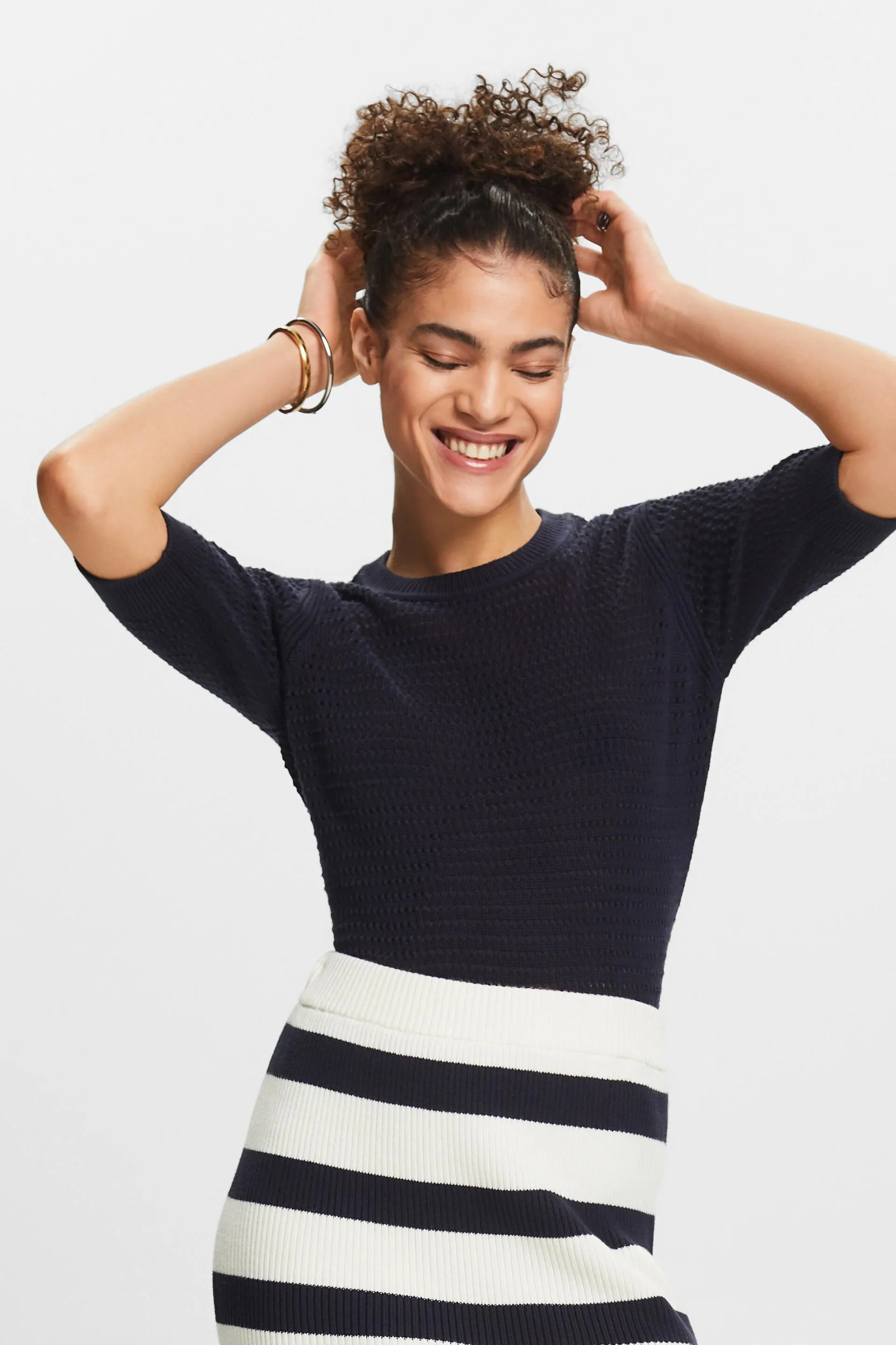 Pullover in mesh a manica corta